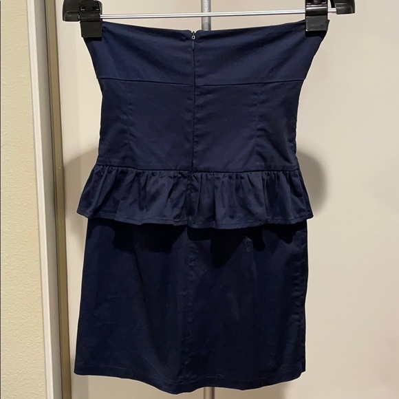 Gloss Strapless Mini Dress with Ruffle - Picture 2 of 6